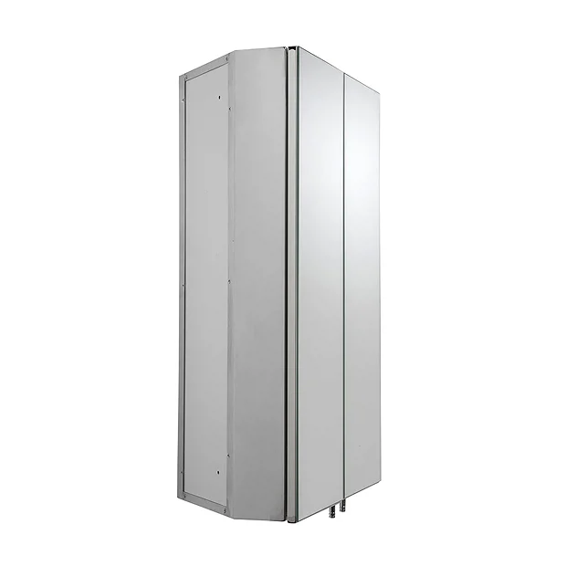 Croydex Avisio Double Door Stainless Steel Corner Mirror Cabinet 1 Croydex Avisio Double Door Stainless Steel Corner Mirror Cabinet