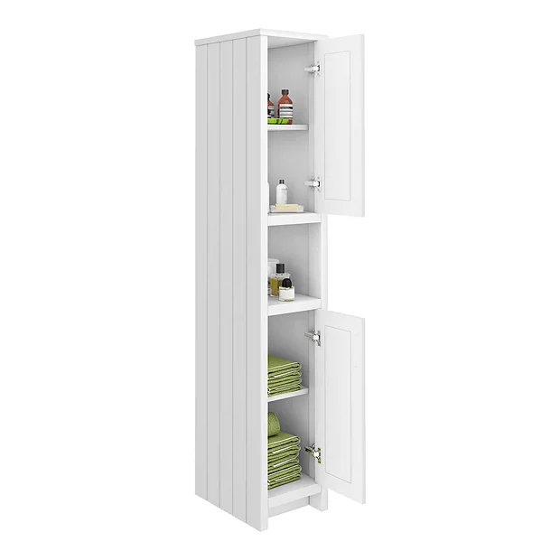 Chatsworth Traditional White Tall Cabinet With Matt Black Handles 3 Chatsworth Traditional White Tall Cabinet With Matt Black Handles - Image 3