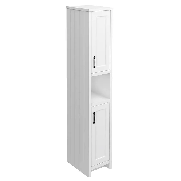 Chatsworth Traditional White Tall Cabinet With Matt Black Handles 2 Chatsworth Traditional White Tall Cabinet With Matt Black Handles - Image 2